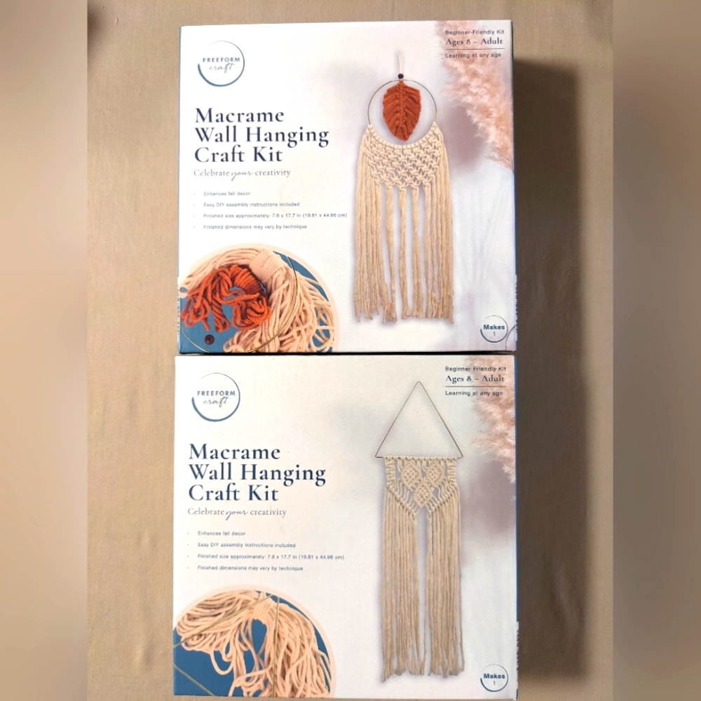 New in Box: Set Of 2 Freeform Craft Macrame Wall Hanging Craft Kits